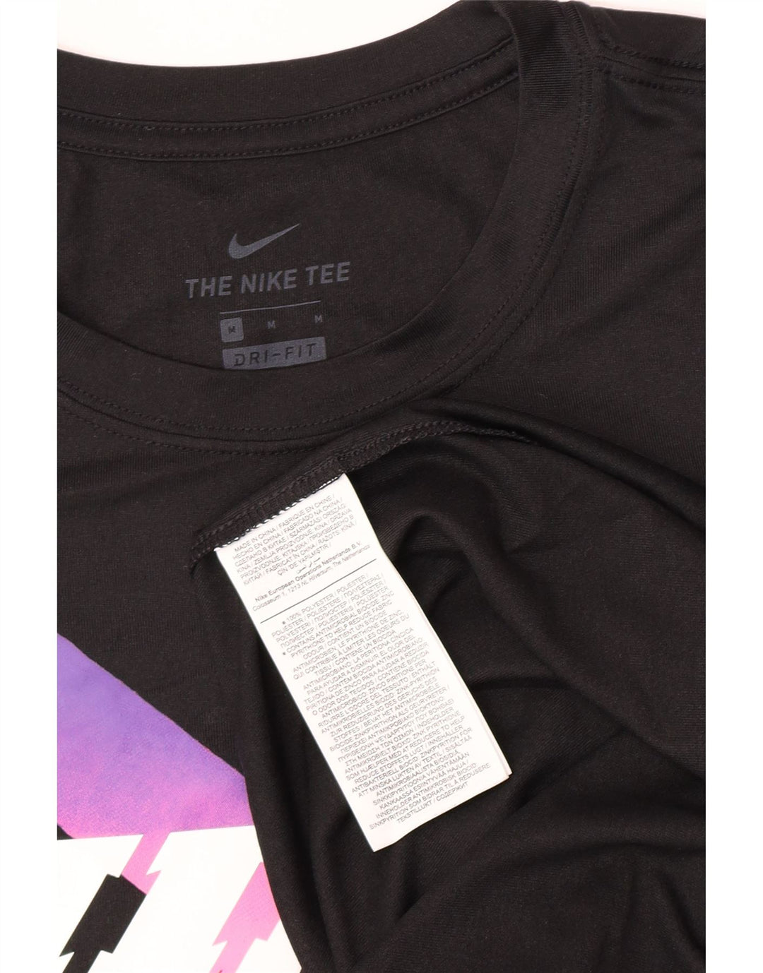 Nike Camiseta Dri Fit Graphic para Hombre Top Mediano Negro Poliéster