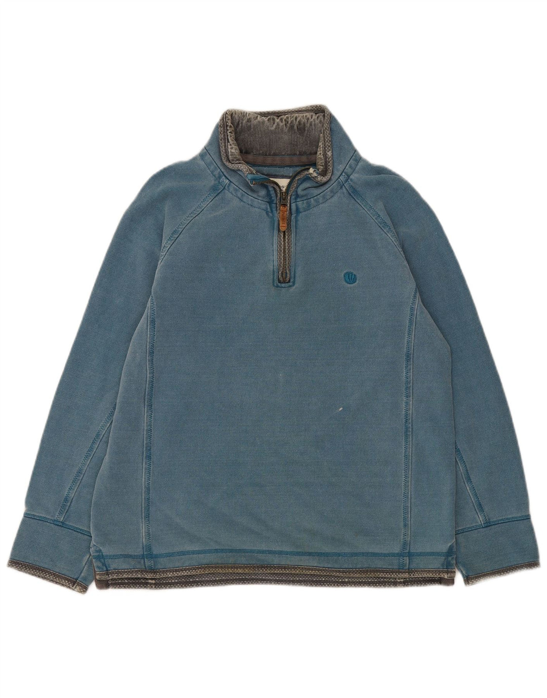 Sudadera con capucha y cuello con cremallera para hombre Fat Face Jersey de algodón azul medio