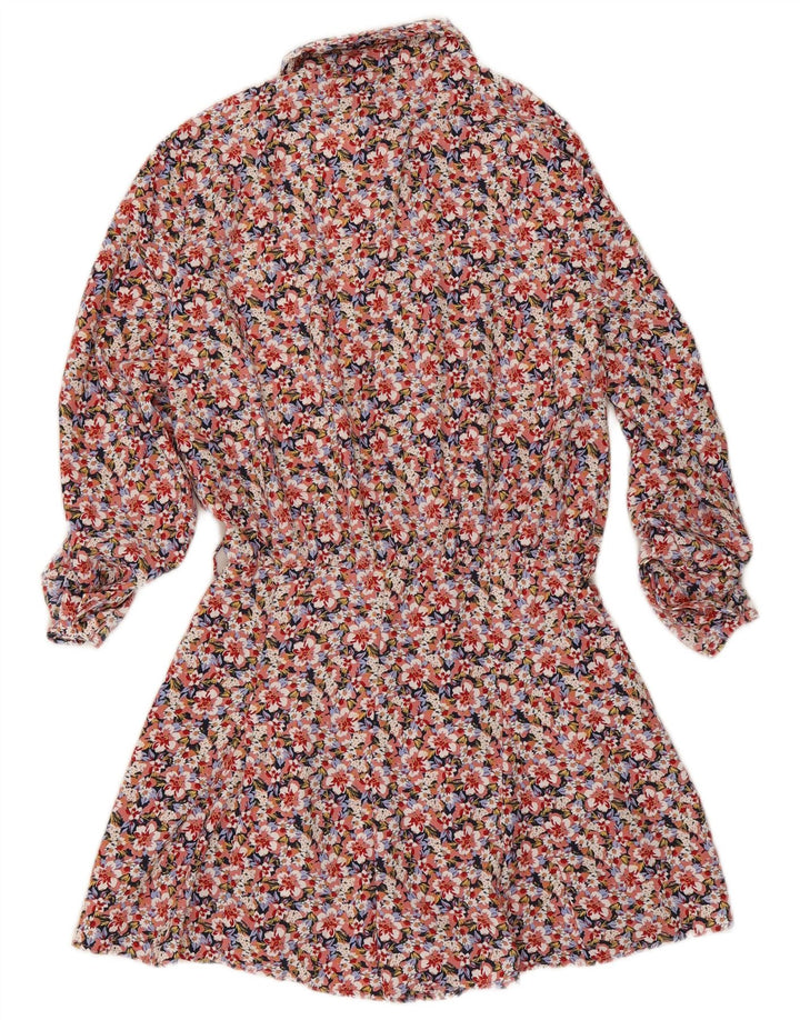 Zara Mono corto de manga larga para mujer, talla 40, poliéster floral multicolor pequeño