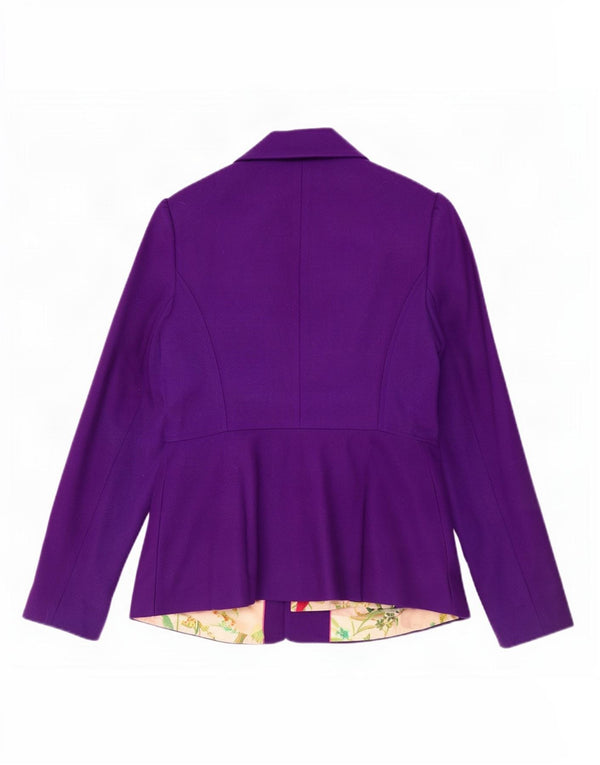 Ted Baker Chaqueta Blazer para Mujer Talla 3 Mediana Lana Púrpura