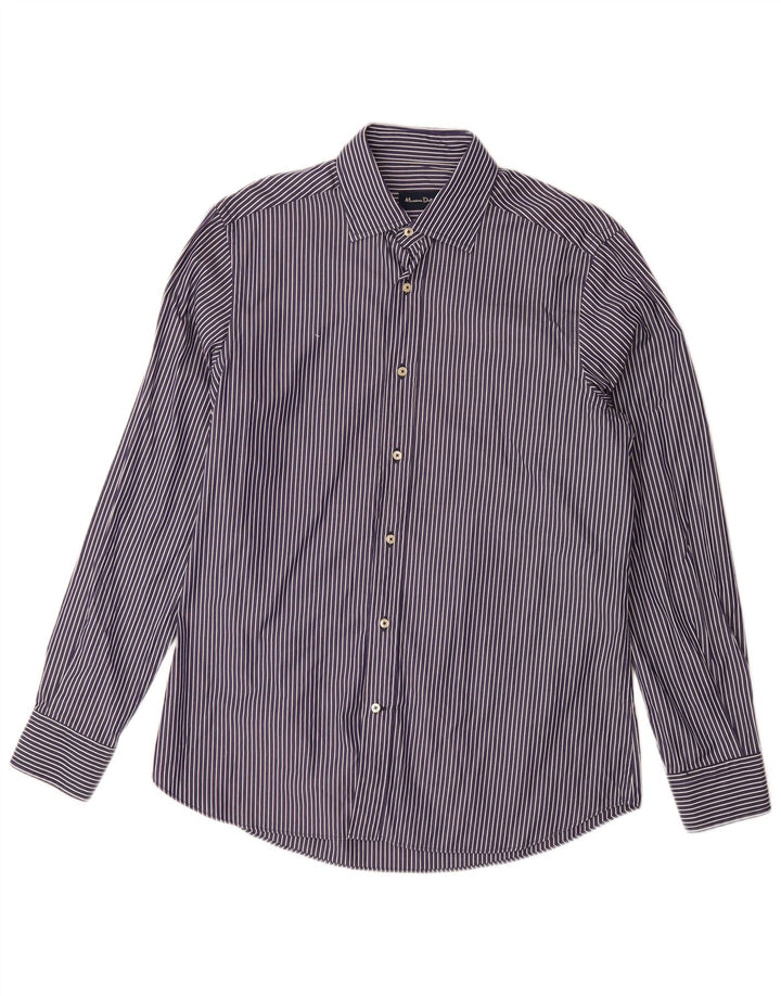 Camisa Massimo Dutti Hombre Large Azul Marino Raya diplomática Algodón