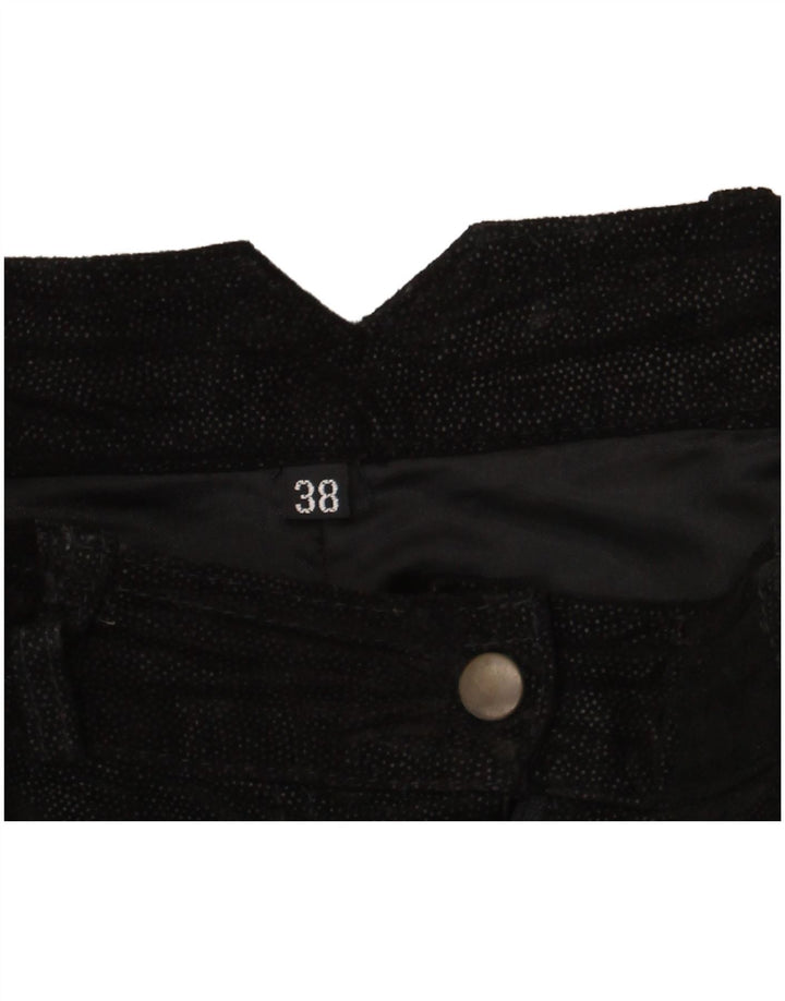 Vintage mujer cintura alta chino pantalones cortos EU 38 Medio W30 Negro Manchado