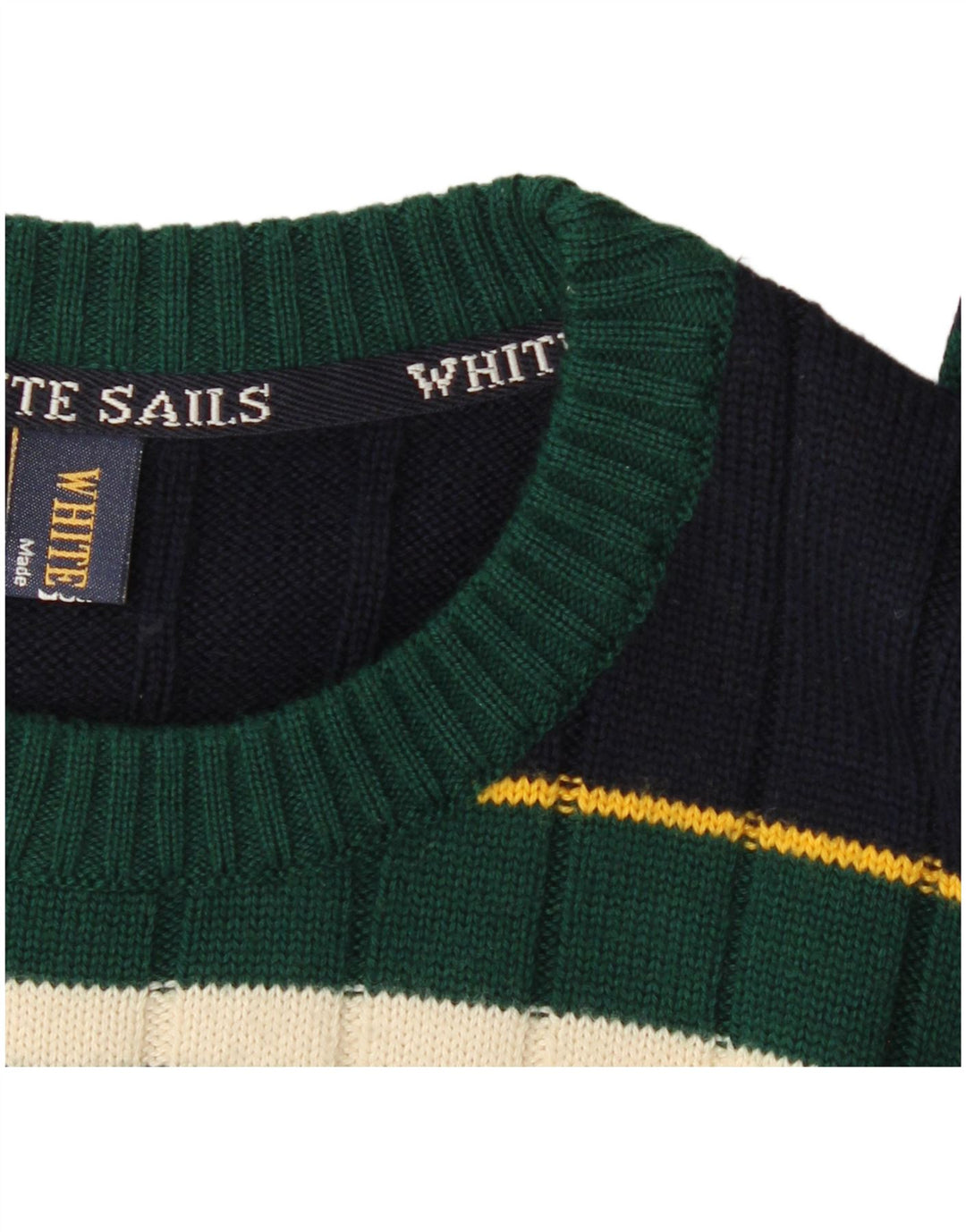 White Sails - Jersey de cuello redondo para hombre, talla 2XL, color azul marino a rayas