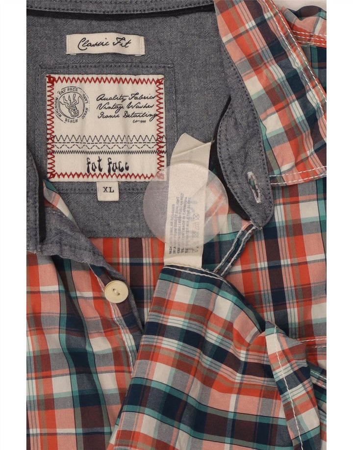 FAT FACE Camisa de manga corta de corte clásico para hombre XL Algodón a cuadros multicolor