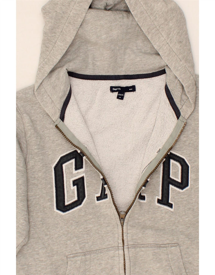 GAP Boys Graphic Zip Hoodie Sweater 8-9 Years Medium Grey Cotton Vintage Gap and Second-Hand Gap from Messina Hembry 