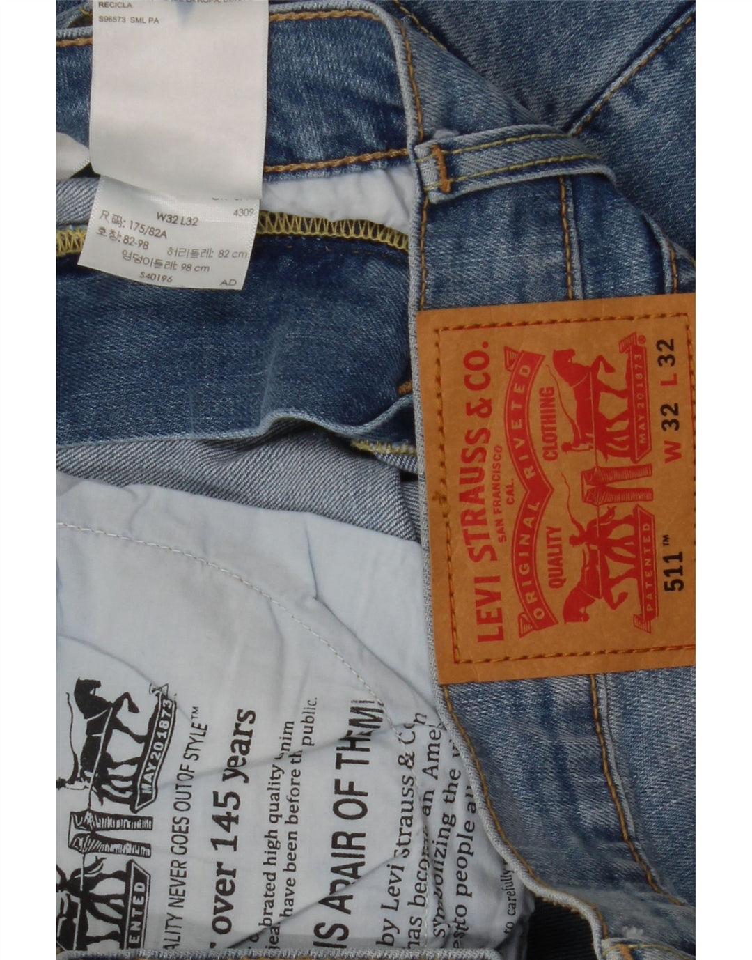 Levi's Hombre 511 Slim Jeans W32 L32 Algodón Azul