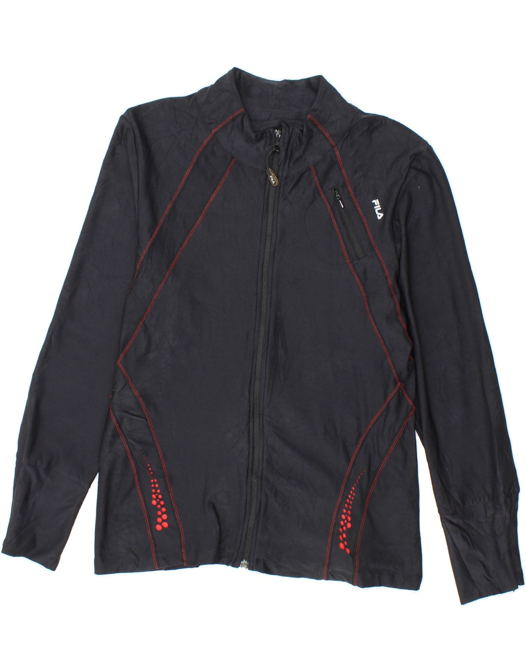 FILA Womens Tracksuit Top Jacket UK 12 Medium Black Polyester Vintage Fila and Second-Hand Fila from Messina Hembry 