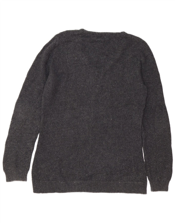 FAT FACE Suéter tipo jersey de gran tamaño con cuello en V para mujer UK 10 Small Grey Cotton