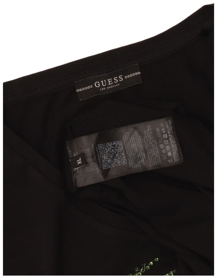 Guess Camiseta gráfica para mujer Top UK 40 XL Algodón negro