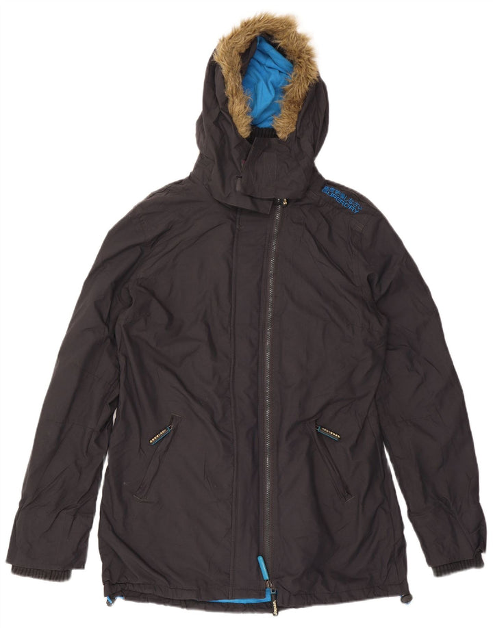 Superdry Parka con capucha para hombre, talla 40, nailon negro grande