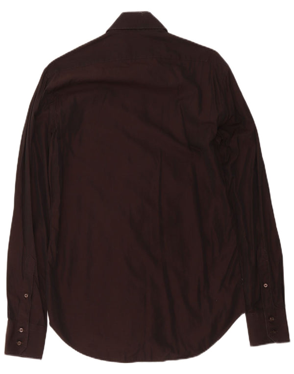 Zara Camisa Hombre EU 38 Algodón Marrón Medio