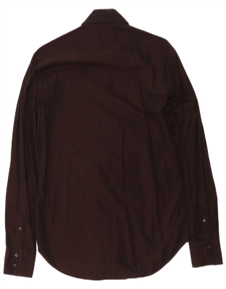 Zara Camisa Hombre EU 38 Algodón Marrón Medio