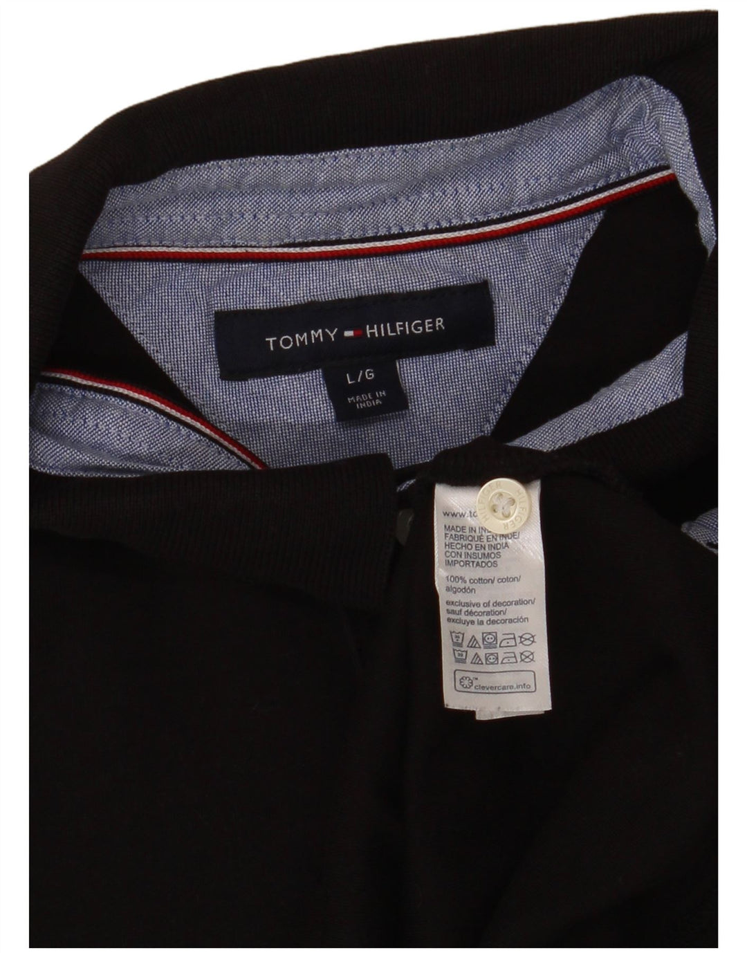 Tommy Hilfiger Polo para hombre grande de algodón negro
