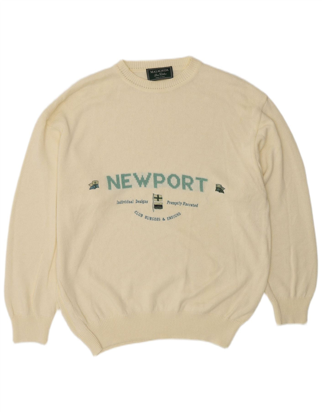 Malagrida Hombre Gráfico Cuello Redondo Jersey Suéter XL Algodón Beige