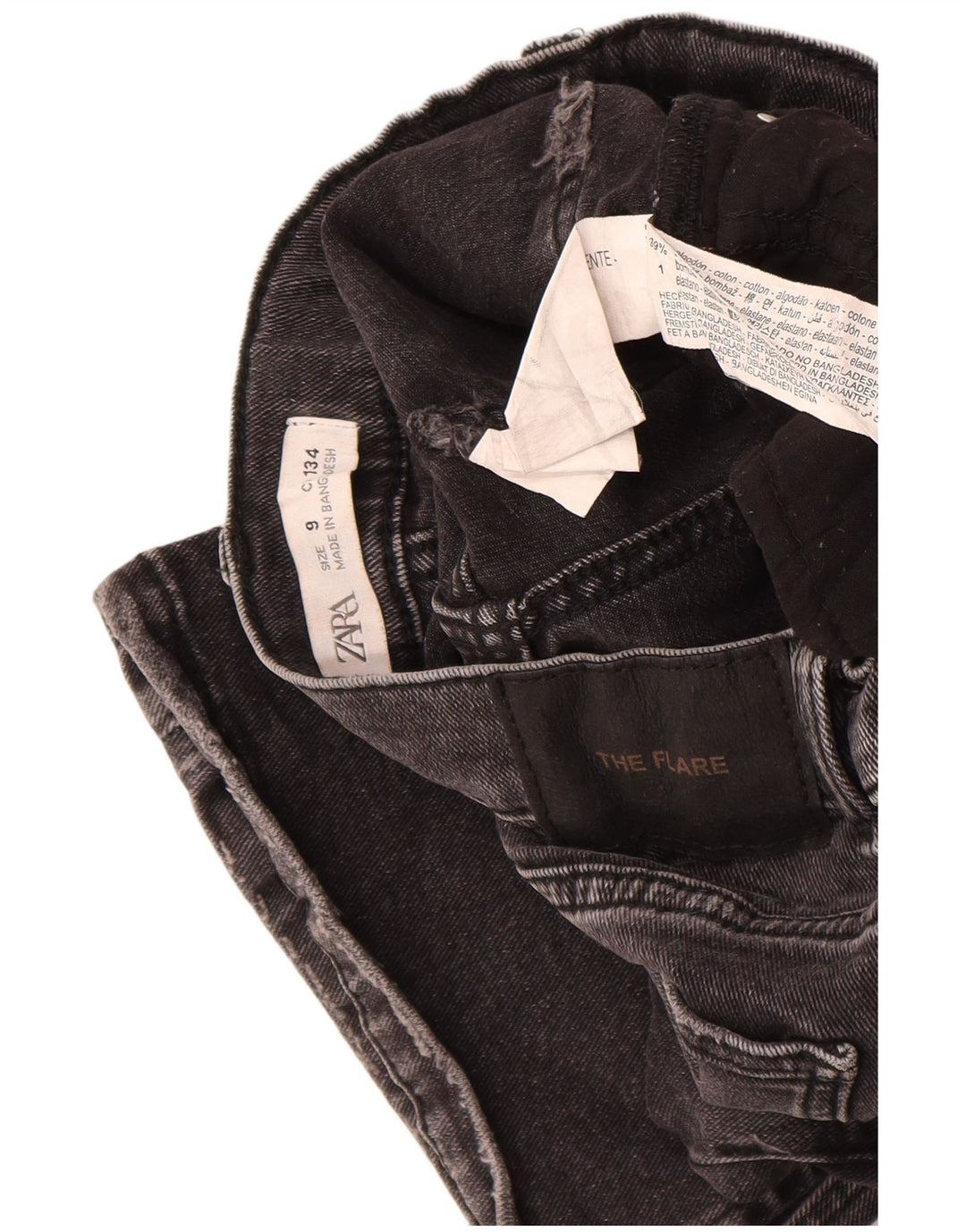 Zara Vaqueros Acampanados Niña 8-9 Años W24 L23 Negro Algodón