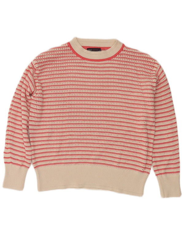 Marks & Spencer Jersey con Cuello Barco para Mujer UK 40 Mediano Rayas Rosas