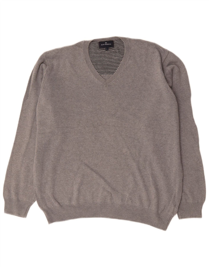 Marks & Spencer - Jersey para hombre con cuello en V, color azul, algodón gris grande