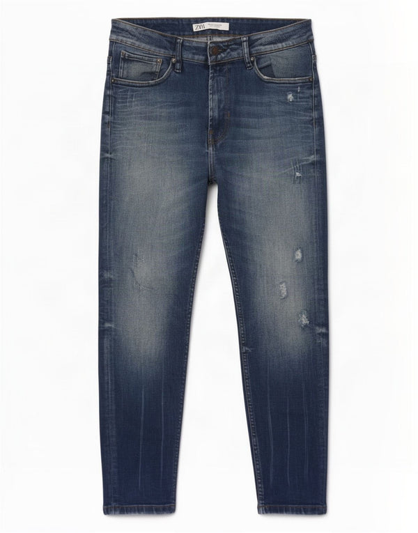 Zara Jeans ajustados desgastados para hombre EU 42 Large W32 L26 Algodón azul