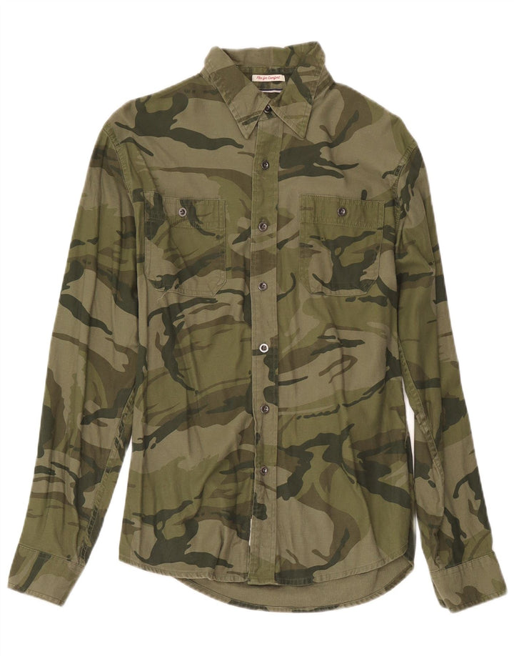 Camisa Wrangler Hombre Small Khaki Camuflaje Algodón