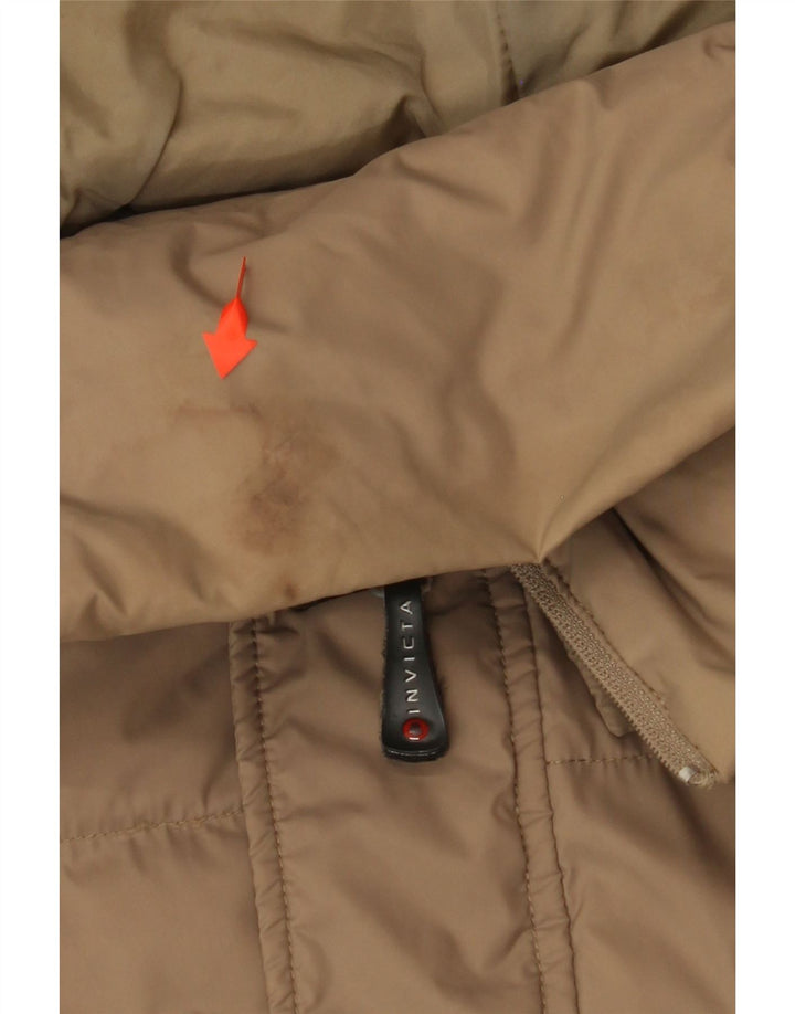 INVICTA Mens Hooded Padded Jacket UK 38 Medium Beige Polyamide