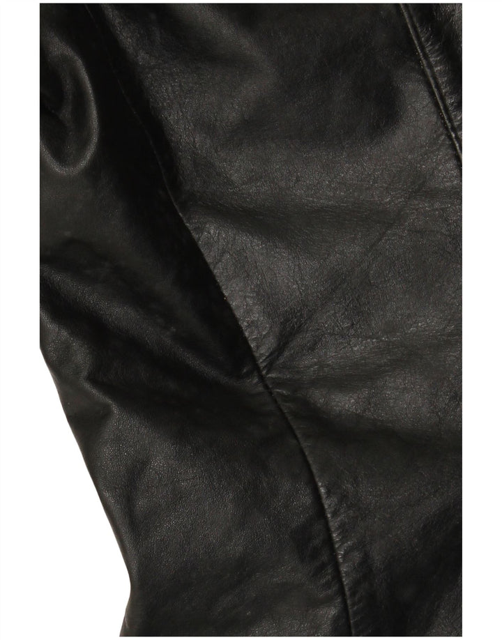 VINTAGE Chaqueta de cuero para hombre Reino Unido 38 Mediano Negro