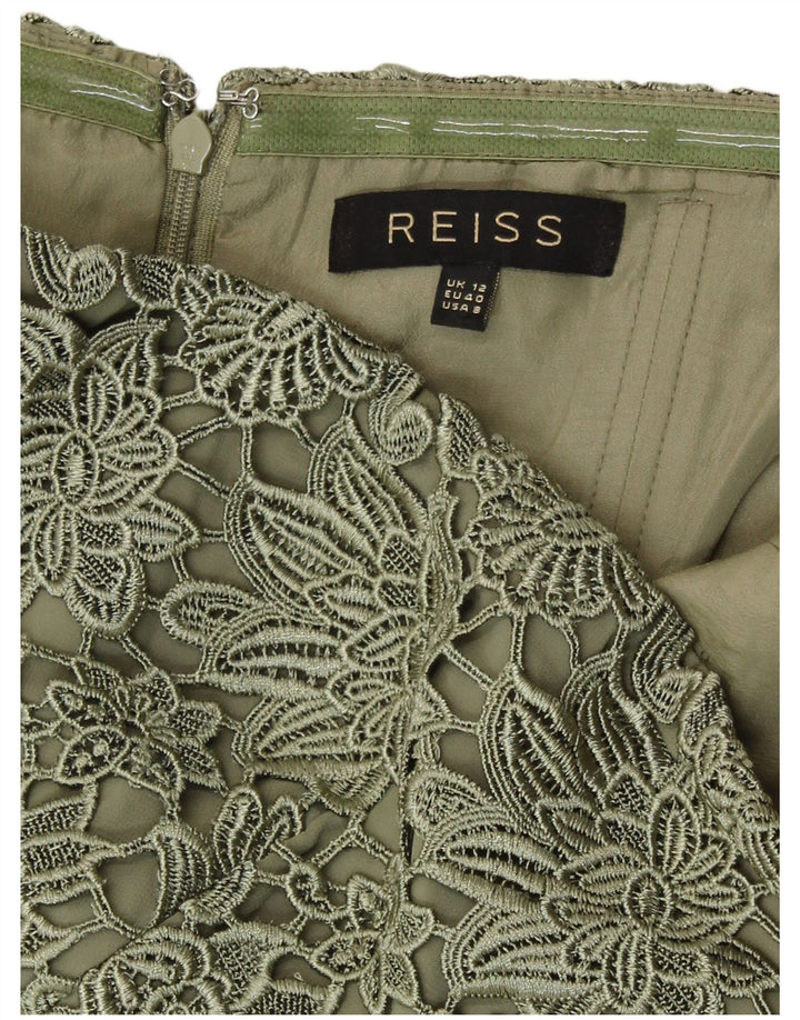 Reiss Vestido sin tirantes para mujer UK 42 Poliéster floral verde medio