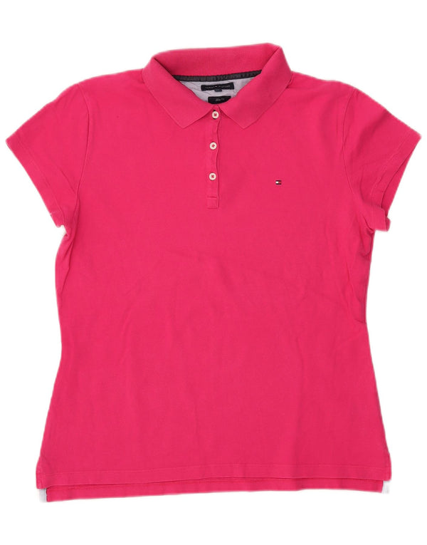 TOMMY HILFIGER Polo ajustado para mujer UK 20 2XL Algodón rosa