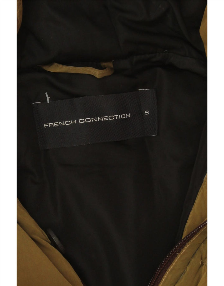 French Connection Chaqueta acolchada con capucha para hombre UK 36 Small Caqui Poliéster