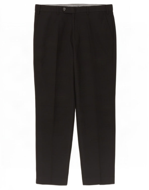 Marks & Spencer Pantalón de traje de corte regular para hombre W34 L29 Poliéster negro