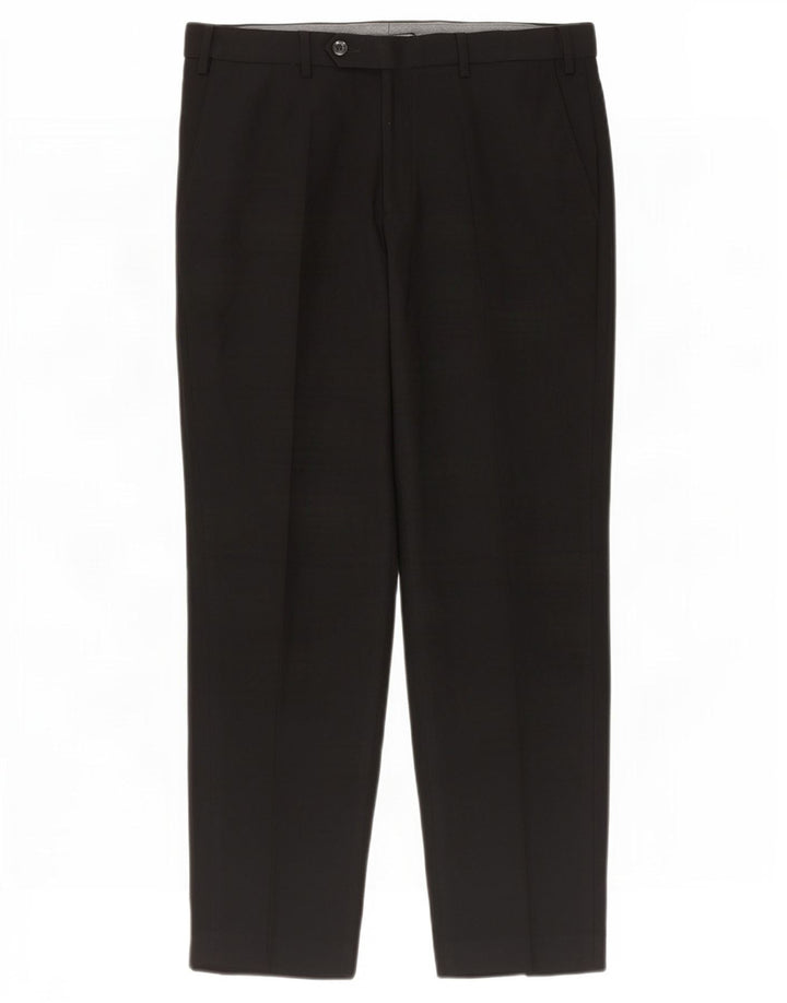 Marks & Spencer Pantalón de traje de corte regular para hombre W34 L29 Poliéster negro