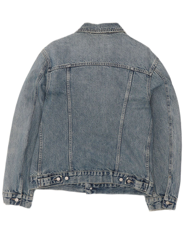 Vintage hombres chaqueta de mezclilla Reino Unido 36 pequeño algodón azul