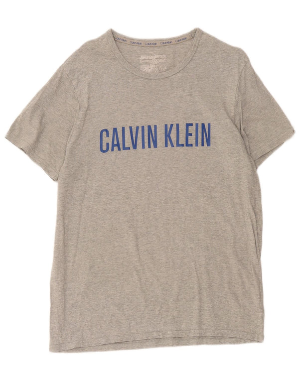 Calvin Klein Camiseta gráfica para hombre Top grande de algodón gris