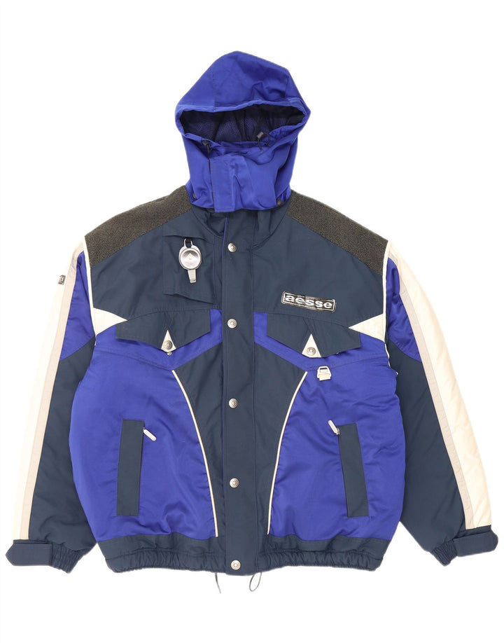 Aesse Chaqueta de esquí con capucha para hombre IT 54 2XL Azul Colorblock