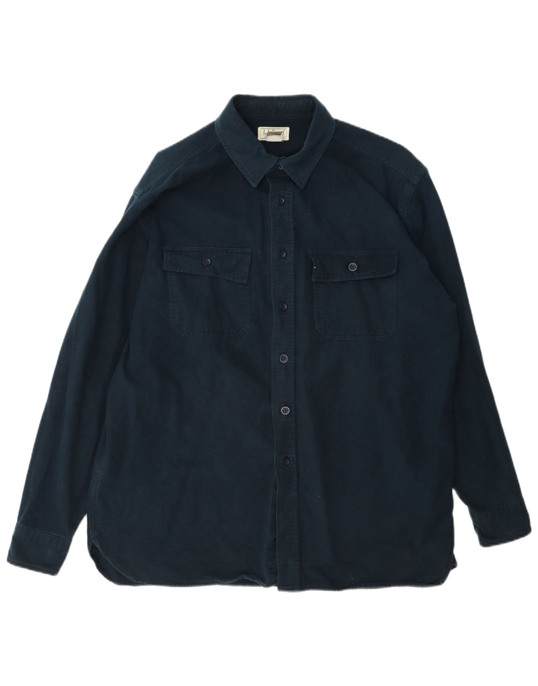 L.L.Bean Camisa de corte regular para hombre, talla grande, algodón azul marino
