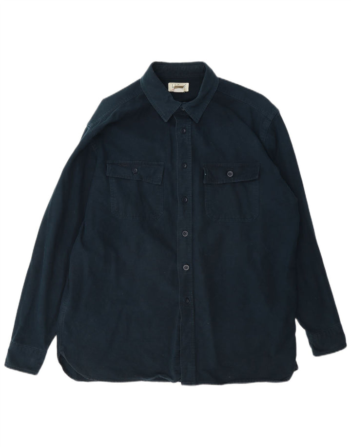 L.L.Bean Camisa de corte regular para hombre, talla grande, algodón azul marino