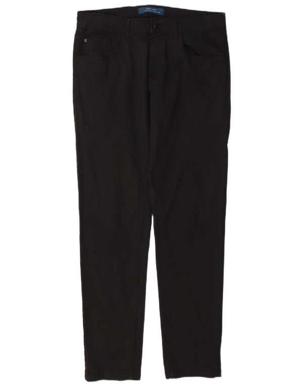 Zara Mens Pantalones Casuales Rectos EU 44 Large W34 L32 Algodón Negro