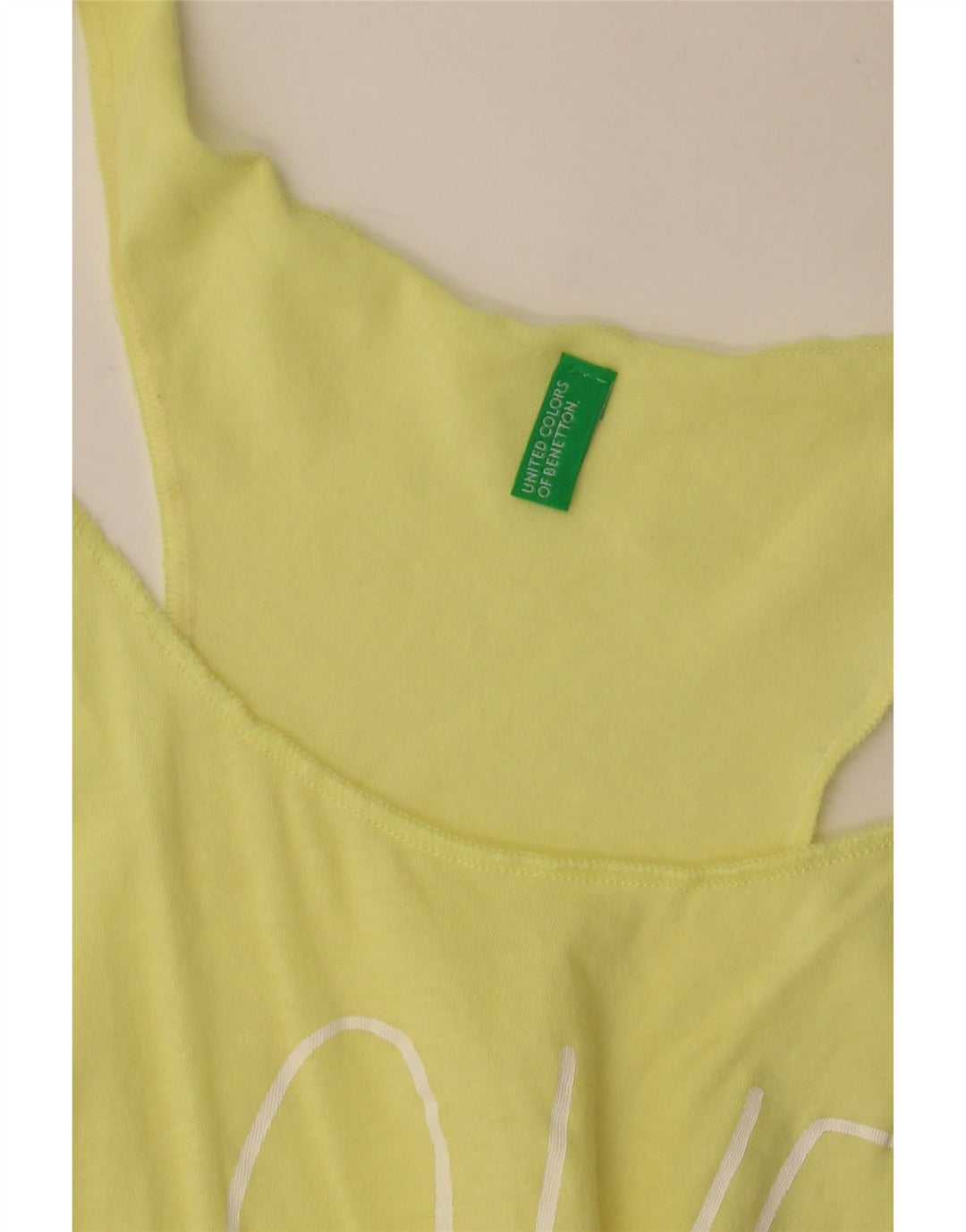 BENETTON Top tipo túnica con gráfico para mujer UK 8 Small Yellow Colourblock Beach