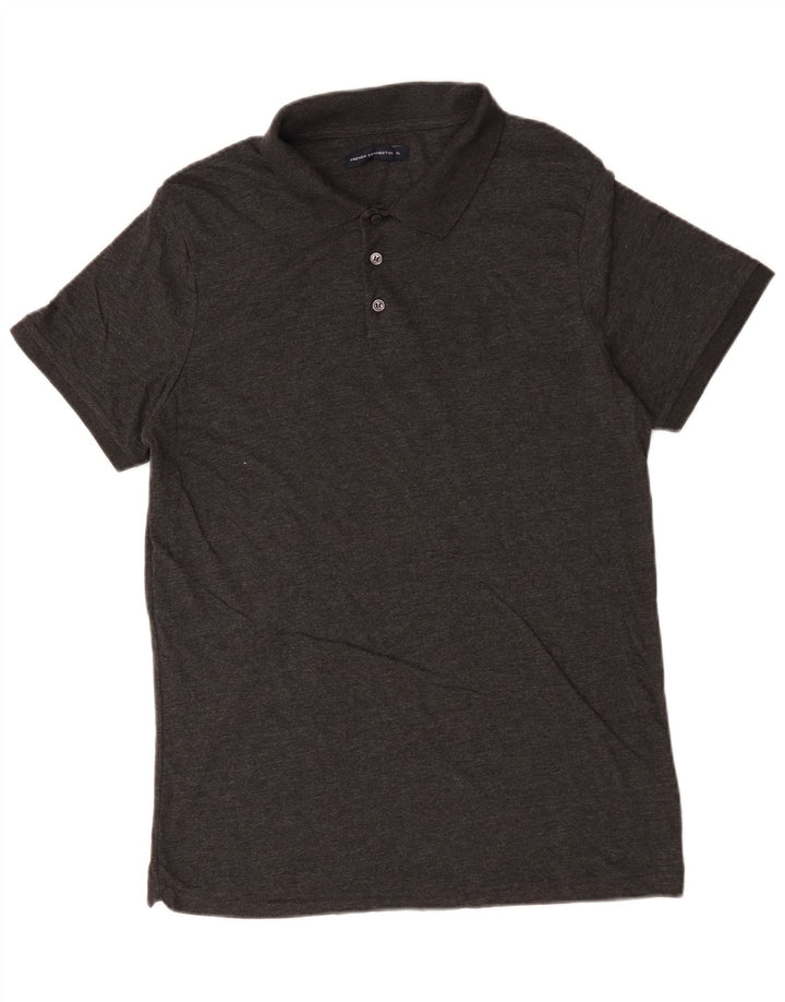 French Connection Polo para hombre XL de algodón moteado gris