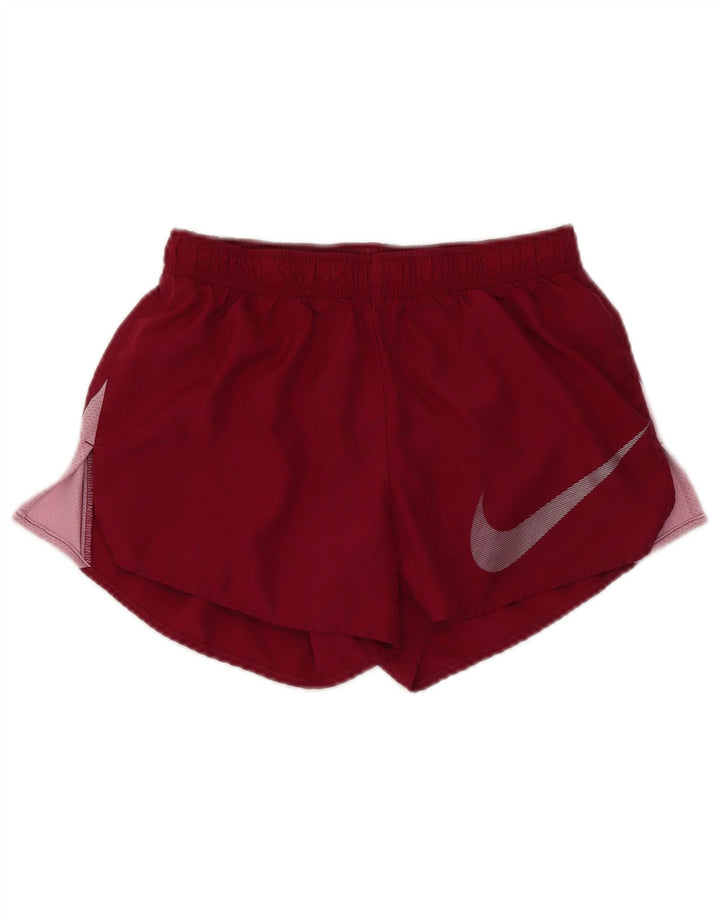 NIKE Pantalones cortos deportivos Dri Fit para mujer UK 6 XS Granate Colorblock