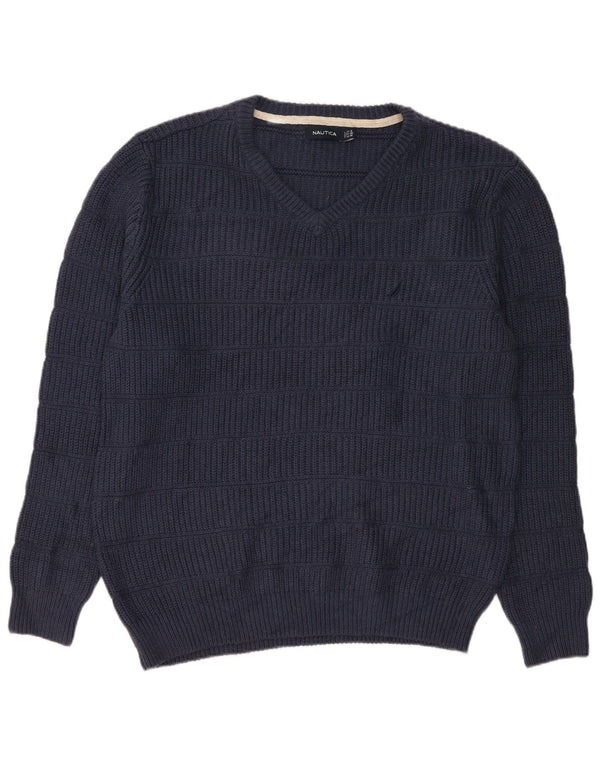 Nautica Jersey con Cuello en V para Hombre XL Algodón Azul Marino
