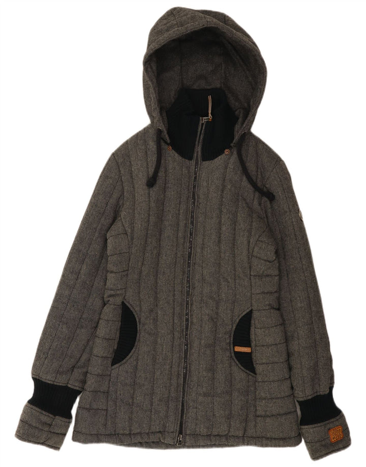 KHUJO Chaqueta acolchada con capucha para mujer UK 44 Poliéster color block gris medio
