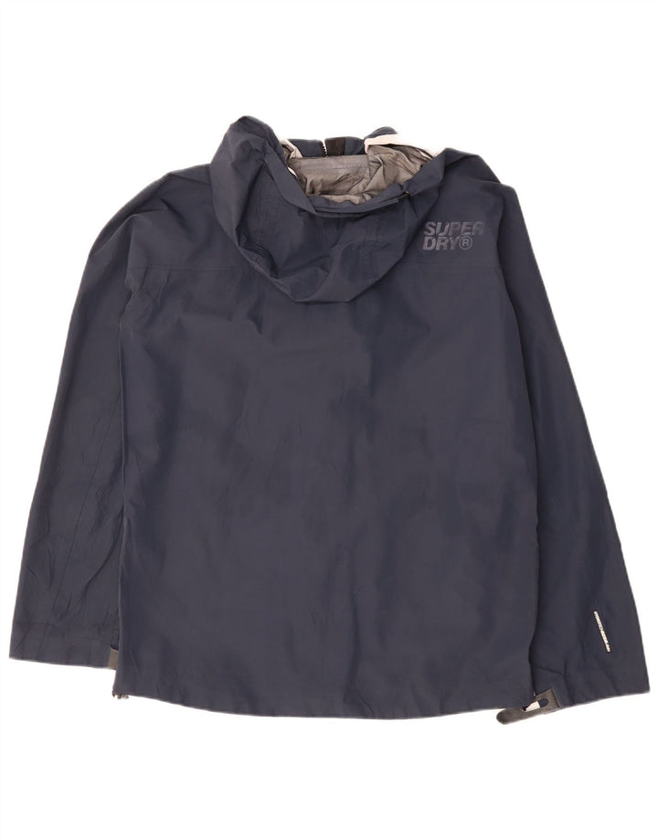 SUPERDRY Chaqueta impermeable con capucha para hombre UK 36 Small Azul marino Poliéster
