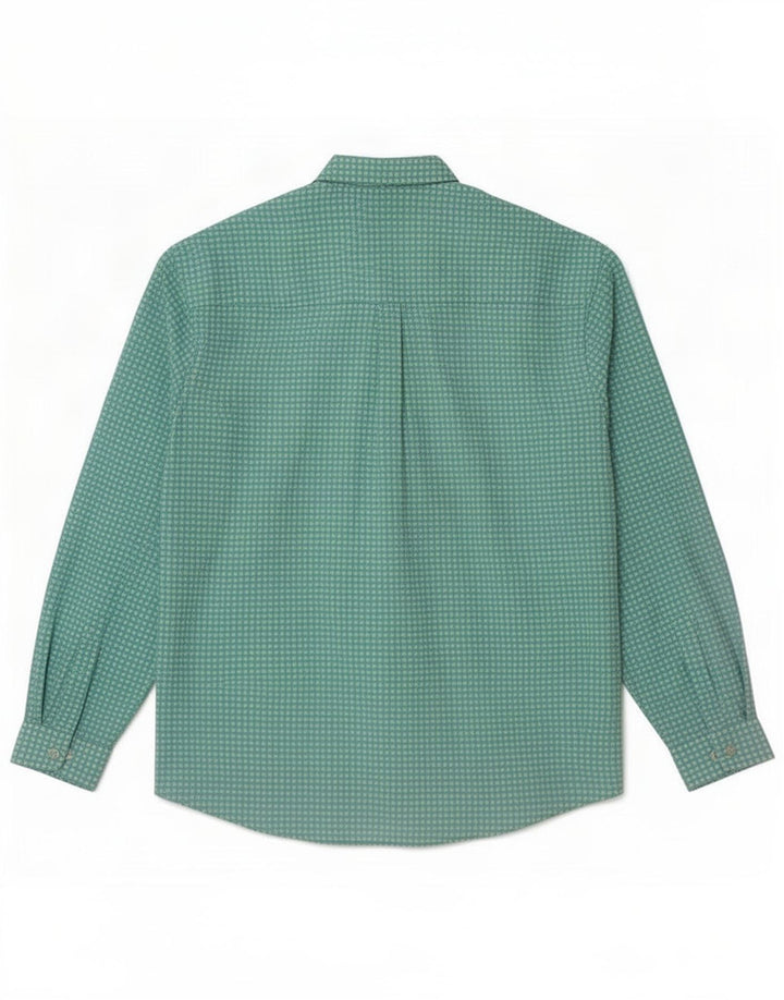 Camisa vintage para mujer UK 40 XL Poliéster a cuadros turquesa