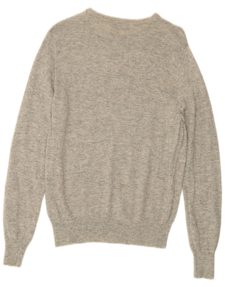 KAPPA Jersey con cuello barco para hombre, suéter pequeño de lana de cordero moteada en gris