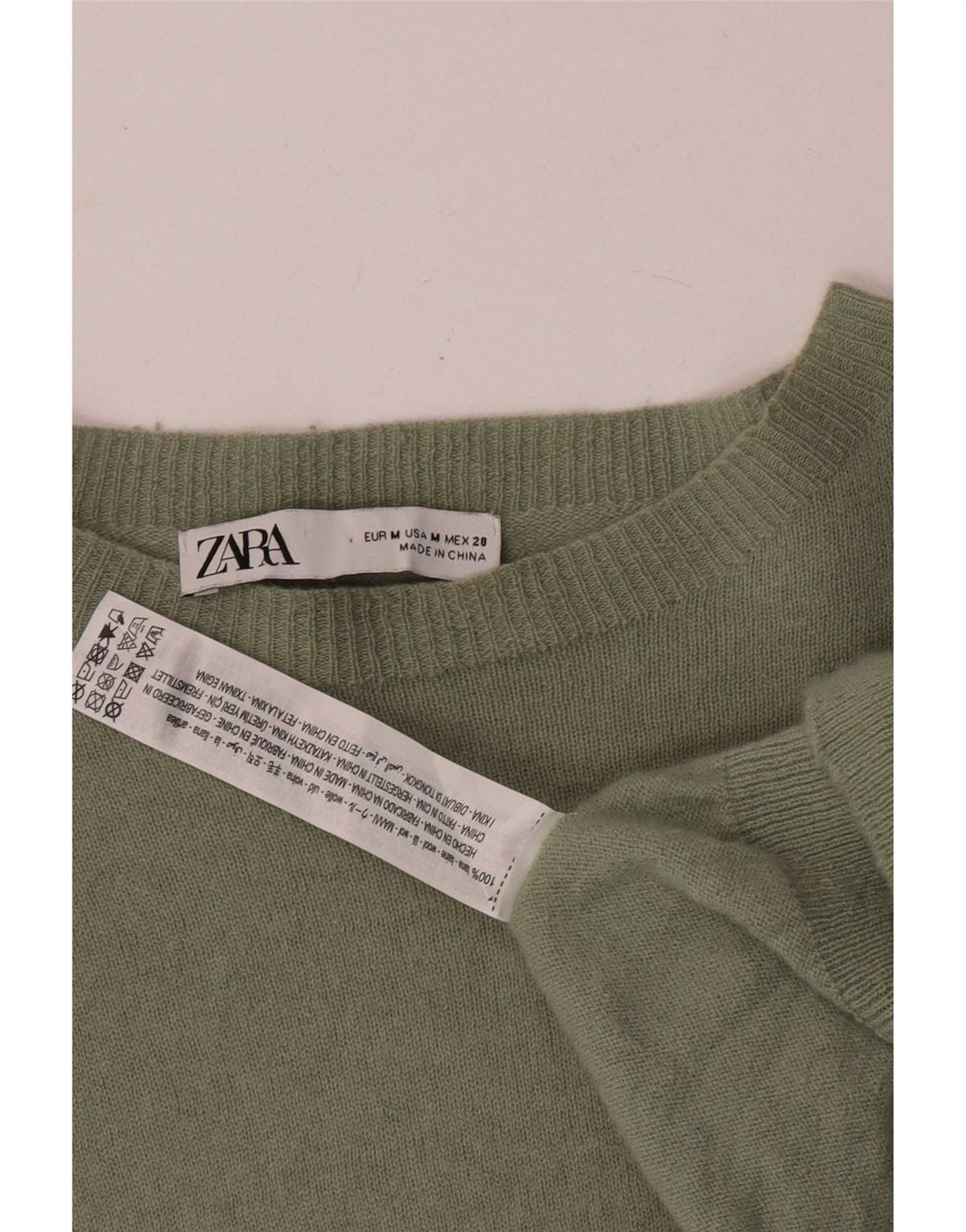 Zara Mujer Cuello Barco Jersey Jersey UK 40 Lana Caqui Mediana