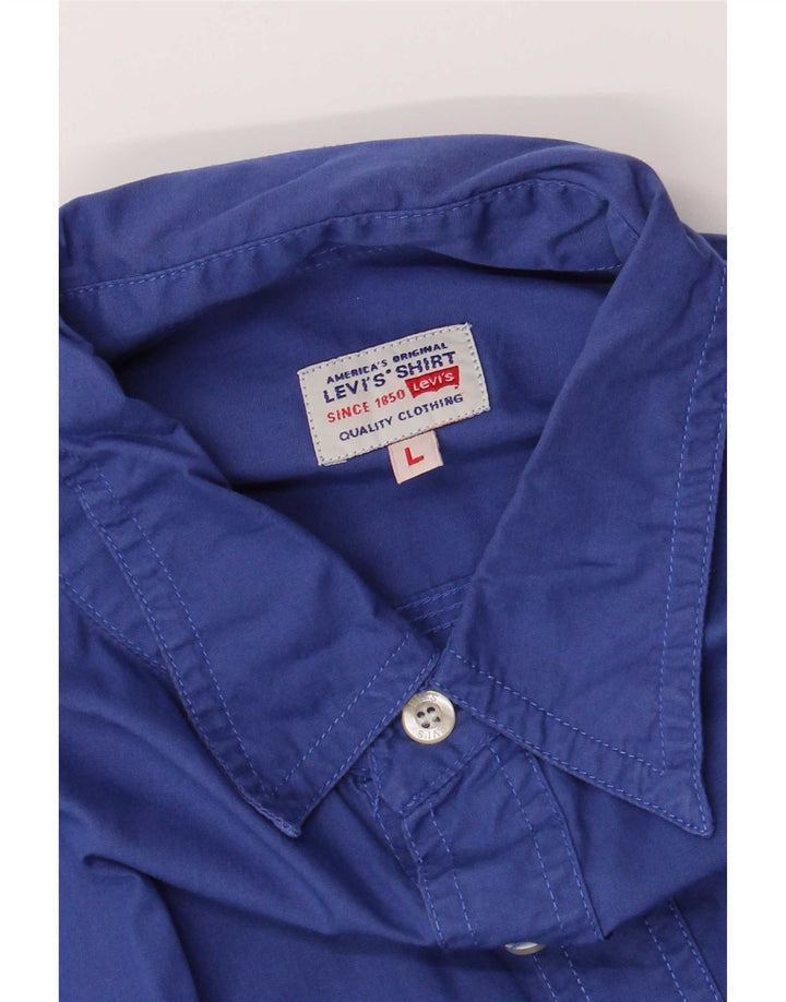 Levi's Camisa de manga corta para hombre, talla grande, azul