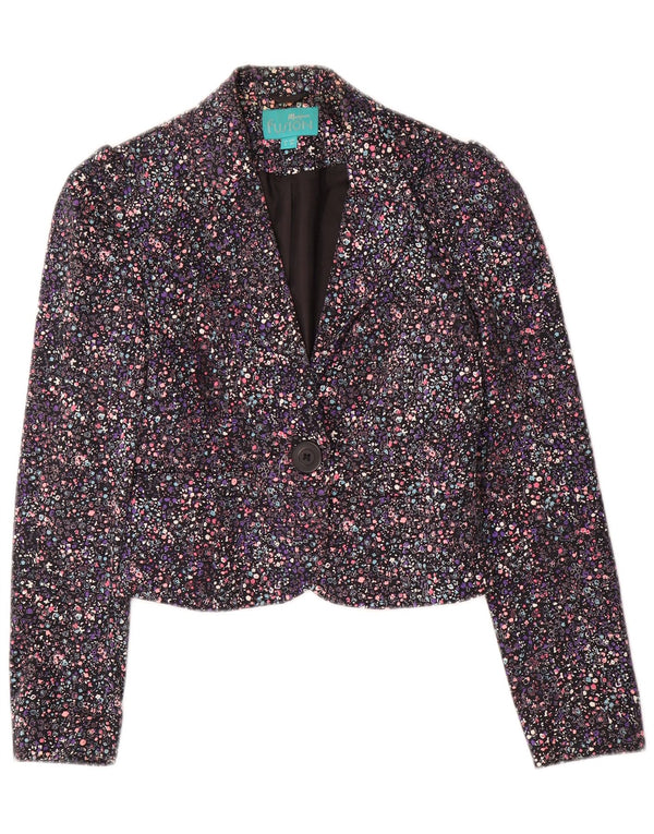 Monsoon Chaqueta tipo blazer corta con 1 botón para mujer UK 8 Small Multicolor Floral