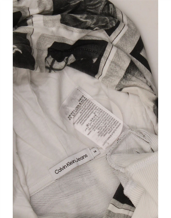 Calvin Klein Jeans - Jersey con capucha para niños, diseño gráfico, 13-14 años, color gris