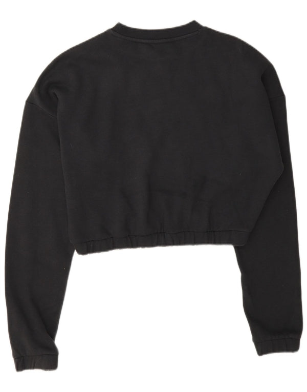 Adidas Mujer Crop Sudadera Jumper UK 8/10 Pequeño Gris Algodón