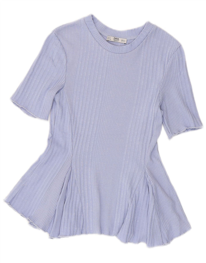ZARA Mujer Crop Top UK 8 Pequeño Púrpura